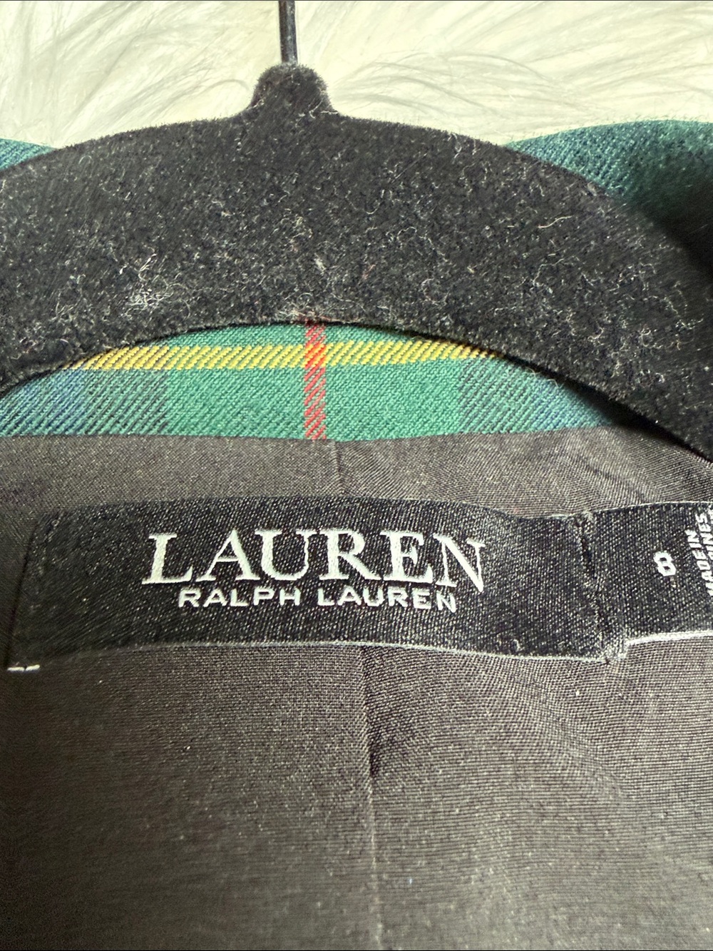 Lauren Ralph Lauren Navy & Green Plaid Tailored Blazer with Crest - Picture 13 of 17